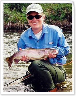 Lady angler with good-looking Rainbow trout